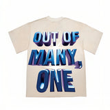 Hip-hop t shirts american alien printingloose washed retro distressed high street casualtrendy short-sleeved t-shirt