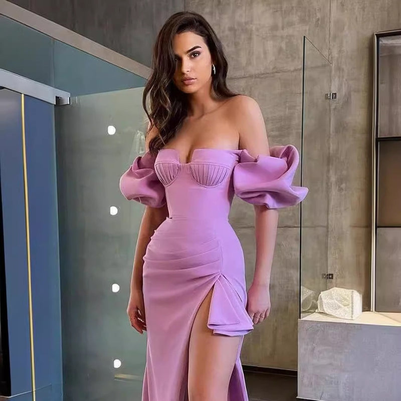 Women Dresses Bandage Dress Summer High Slit Party Dress (Ont0408)