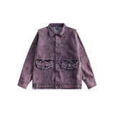 Unisex Jacket Retro Washed Brushed Purple Denim Jacket