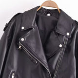 Women Leather Jacket Slim-Fitting Biker Pu Jacket Coat