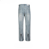 MIJKO Men's Vintage Pants MIJKO Zipper Pants Long Pants Men's and Women's Slim-Fit Jeans
