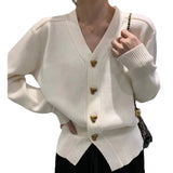 Women Knitted Cardigan Sweater Spring and Autumn V-neck Long Sleeve Top