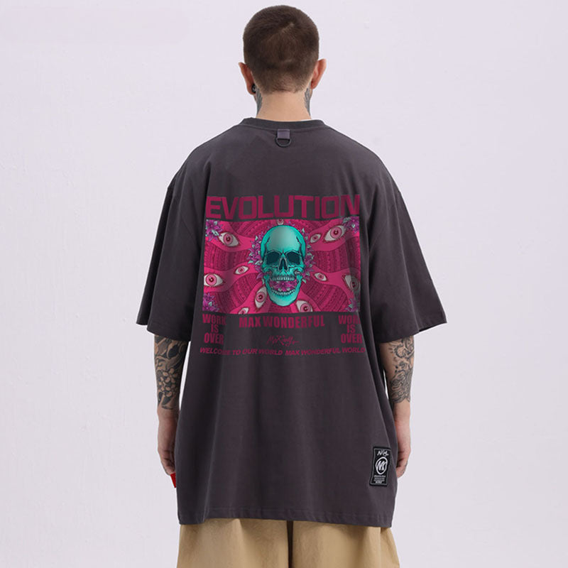 Men T Shirt Skull Fun US Dollar Printed Short Sleeve T-shirt