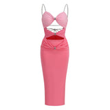 Women Dresses Sexy Backless Spaghetti Straps Dress Long Dress (Zns0409)