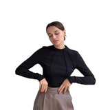 Women T-shirt Autumn and Winter round Neck Tight Edge T-shirt Casual Sexy Top