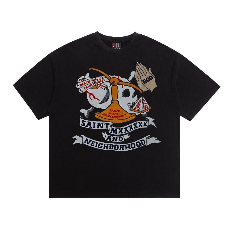 saint m t shirts s.m libra money pattern crew neck pullover short sleeve one-piece