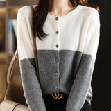 Women Knitwear Spring round Neck Sweater Loose Knitted Cardigan