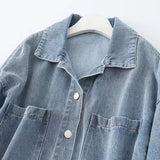 Women Jacket Spring and Autumn Leisure Snowflake Denim Shirt Jacket Coat