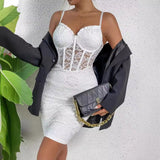 Women Dresses V-neck Hip Skirt Hollow Lace Dress (Cy0417)