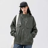 Unisex Jacket Fall Lapels Leather Jacket