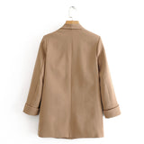Women's Suits Apricot Blazer Women's Spring and Autumn Casual Suit Top