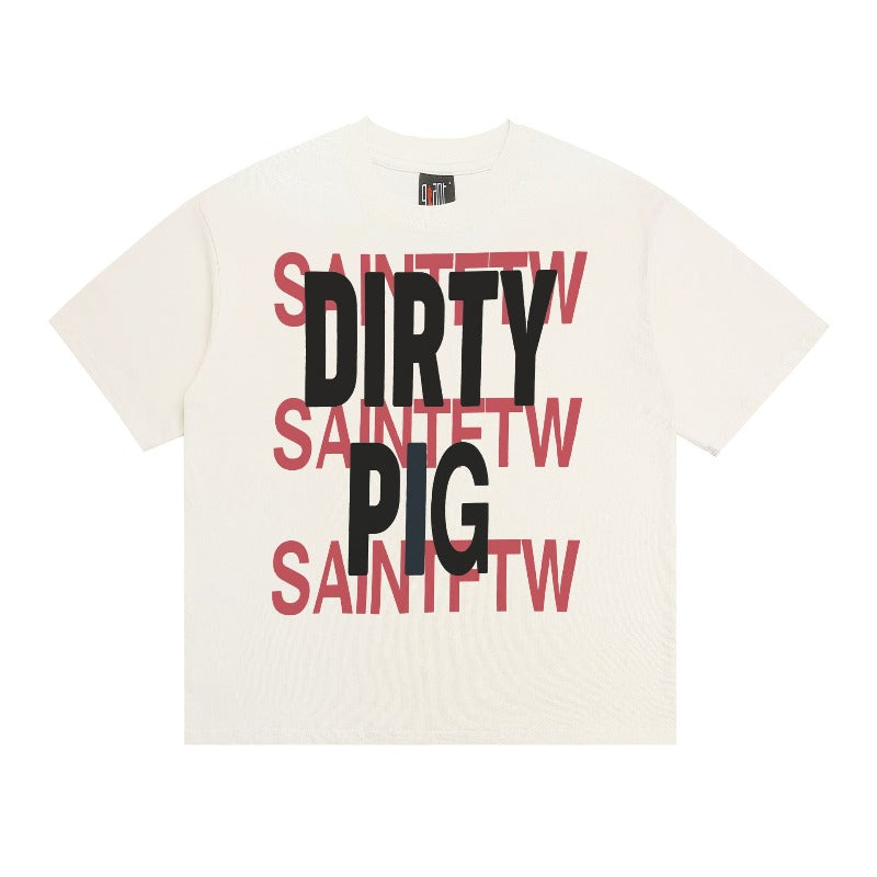 saint m t shirts s.m letter print crew neck pullover short sleeve top