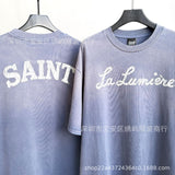 saint m t shirts s.m french letter limited edition crew neck pullover short sleeve t-shirt