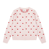 Ami arauneif full printed jacquard knitting round neck cardigansweet heartfall and winter sweateroutwear single breasted