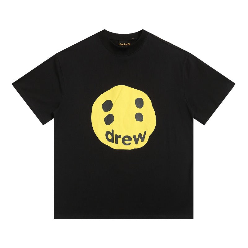 Drew house tshirt r d@ew foamed smiley face graphic crew neck short sleeve tee
