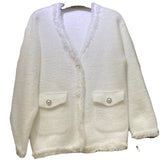 Women Knitwear Autumn and Winter V-neck Loose Retro Tassel Knitted Cardigan