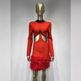 Women Dresses Bandage Dress Sexy Rhinestones Cutout Party Dress (Ont0408)