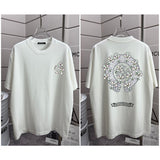Ch hip-hop t shirts ch croo short-sleeved cross printingloosecasualpure cotton round neck high street heavy weight long sleeve t-shirt