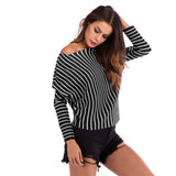Women Knitted Sweater Casual Top Autumn Crew Neck Long Sleeve Color Matching Sweater