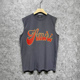 Amiri tank top flame gold letterprinting
