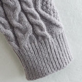 Women Sweater Knitwear Classic Style Short Cable-Knit Sweater round Neck Pullover Long Sleeve Top