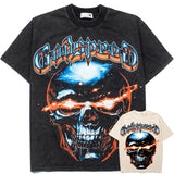 Hip-hop t shirts american high street hip hop street star shock skull washed retro distressed casual short-sleeved t-shirt