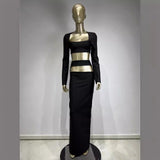 Women Dresses Sexy New Open Skirt Suit Long Sleeve Two-Piece Suit (Otn202404)