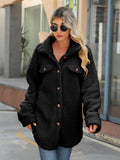 Women Trench Coat Fall and Winter Lapels Long Sleeve Loose Breasted Plush Jacket