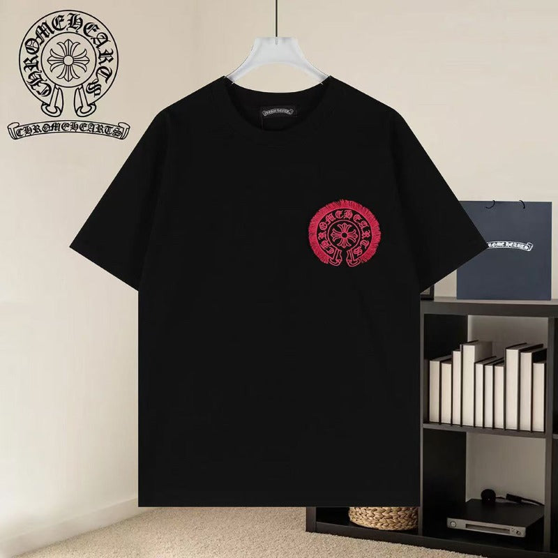 Ch hip-hop t shirts ssch horseshoe cross embroiderlogocasualeasiest for matchloose short sleeves