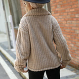 Women Trench Coat Double-Sided Velvet Long Sleeve Lapel Breasted Solid Color Mid-Length Plush Coat