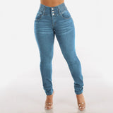 Women's high-waisted stretch denim pants - summer collection: tummy control, slimming, and leg-lengthening pencil pants for curvy women