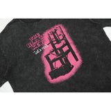 Gallery Dept T Shirts Dark Black Seat Printed Washed Distressed Short Sleeve