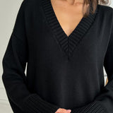 Ladies Leisure Knitwear V-neck Autumn and Winter Sweater Loose Casual Sweater