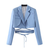Women Suits Spring and Autumn Suit Sexy Long Sleeve Slim Fit Midriff-Baring Bandage Small Top