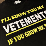 Vetements T Shirts VTM Yellow Printing Loose Men's and Women's Short-Sleeved T-shirt