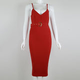 Women's Evening Dress Strap Belt Dress Sexy Slim Fit Bandage Dress