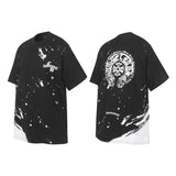 Ch hip-hop t shirts ch short-sleeved couple splash ink horseshoe fuzzy printing loosecasualpure cotton american heavy weight short-sleeved