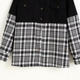 Women Jacket Autumn and Winter Check Contrast Color Loose Single-Breasted Mid-Length Coat