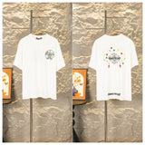Ch hip-hop t shirts chcolorful horseshoe letterembroider sanskrit cross heavy weight round neck cotton couple