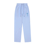 Ami aheoine heart embroidery macaron casual sweatpants - straight leg, drawstring elastic waist