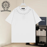 Ch hip-hop t-shirts: front and back appliqué embroidery, heavy-duty craftsmanship, american casual style, versatile, high-street trendy