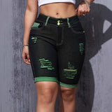 Women's spring/summer distressed denim shorts - plus size, premium quality, perfect for amazon & independent e-commerce stores