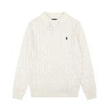 Rl ralph lauren pony warm women's autumn/winter cable knit polo collar sweater - wool blend, couple's casual loose knit top