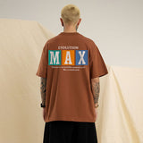 Men T Shirt Vintage Letter Print Short-Sleeve T-shirt