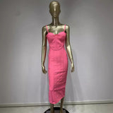 Women Dresses Summer Pink Bandage One-Piece Dress Strap Dress (Ont0408)