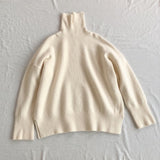 Women Knitted Pullover Red Sweater Turtleneck Coat Loose Sweater