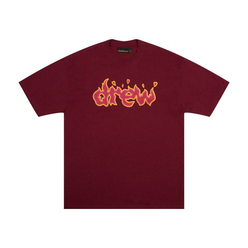Drew house tshirt r collection d@ew flame letter print crew neck pullover casual short sleeve