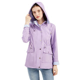 Women Trench Coat Autumn and Winter Detachable Hat Windbreaker Raincoat