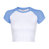 Women T-shirt Vintage Thread Raglan Sleeve T-shirt Short Top Short Sleeve Casual