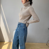 Women Winter Knitted Sweater Short Long Sleeve Bottoming Shirt Autumn 8t3063